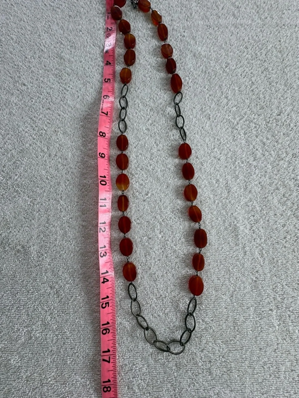 Vintage Carnelian Necklace Whiskey Brown Orange Flat Oval Chunky Boho